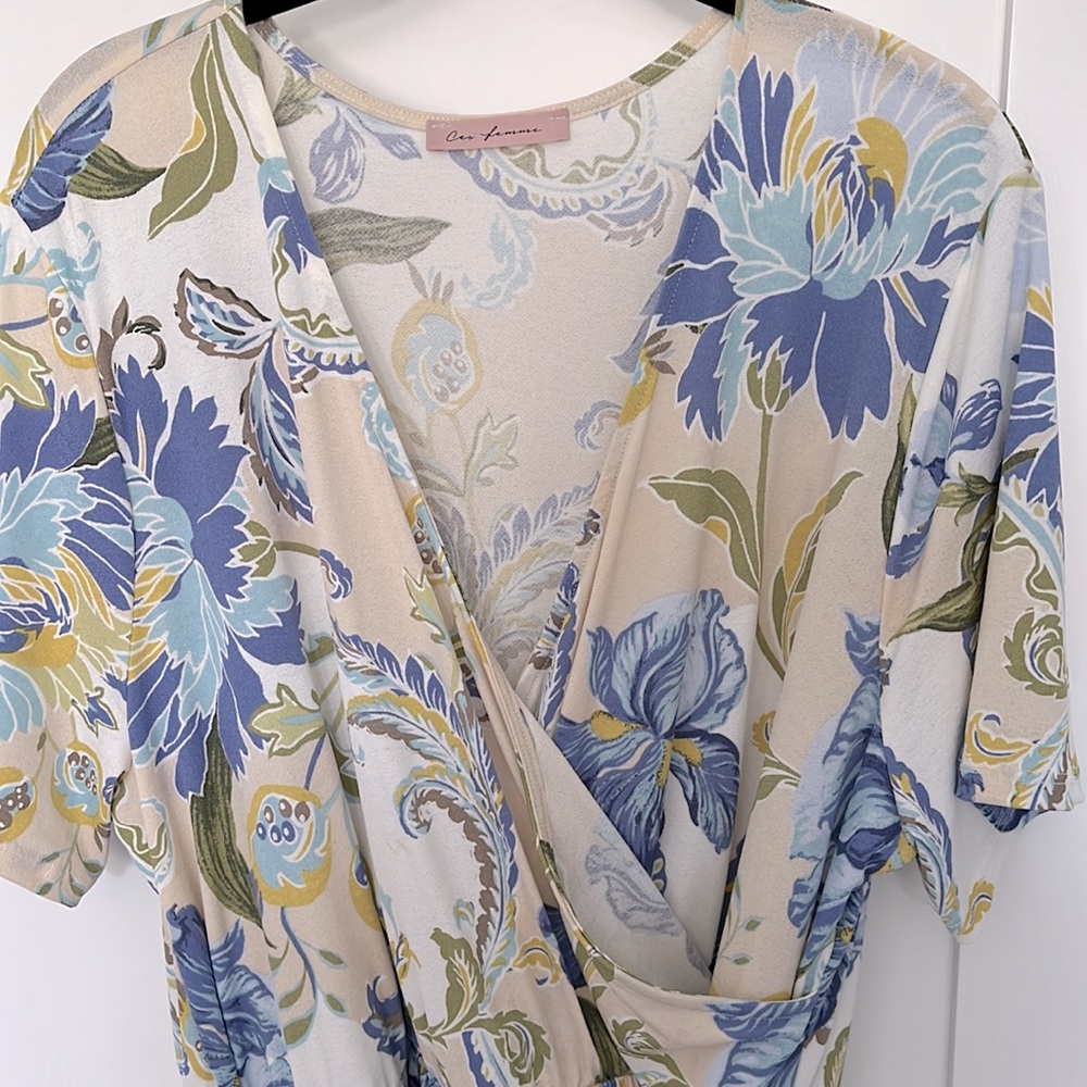 ABSTRACT IRIS PRINT WRAP DRESS - Picture 7 of 7